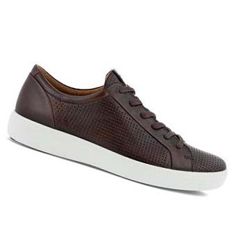 Men's Ecco Soft 7 Laced Casual Shoes Coffee | SG 477RVD